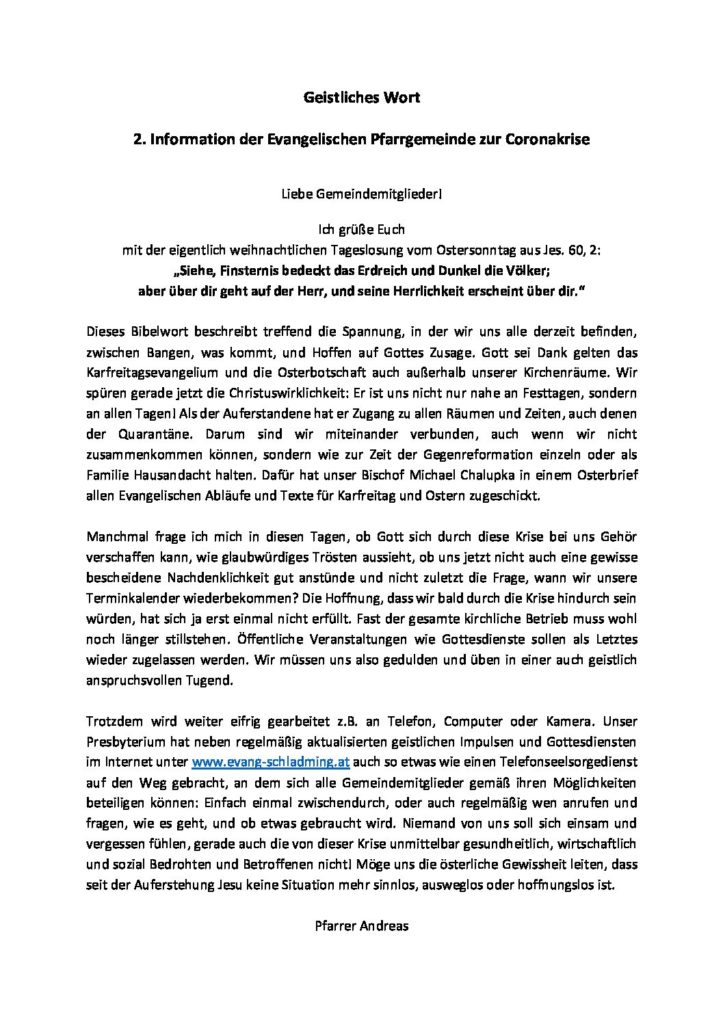 2. Geistliches Wort
